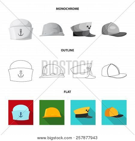 Vector Design Of Headgear And Cap Sign. Set Of Headgear And Accessory Stock Vector Illustration.