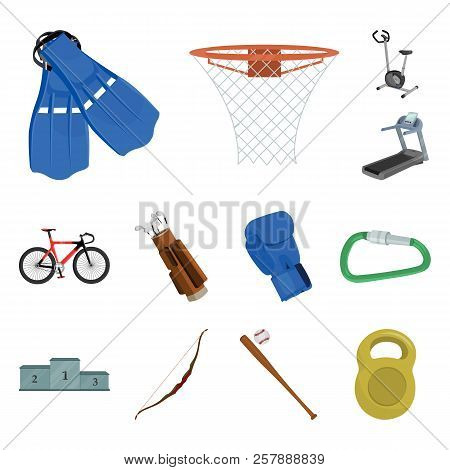 Different Kinds Of Sports Cartoon Icons In Set Collection For Design. Sport Equipment Vector Symbol 