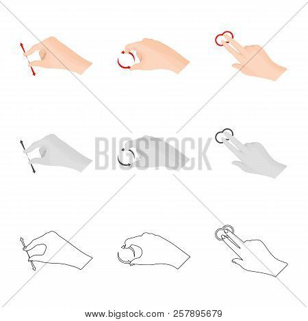 Vector Illustration Of Touchscreen And Hand Sign. Collection Of Touchscreen And Touch Stock Vector I