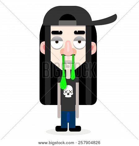 A Young Man In Cap .vector Illustration