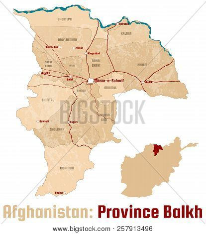 Large And Detailed Map Of The Afghan Province Of Balkh.