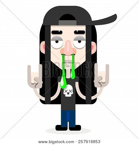 A Young Man In Cap .vector Illustration