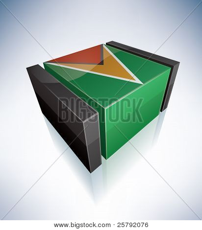 3D bandera de Guyana