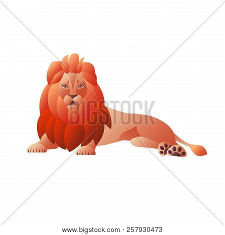 Lion Isolated On White Background. Illustration With Gradient