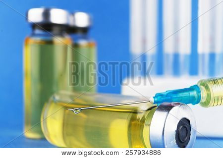 Medical Supplies, Doping, Drugs In Glass Containers And Plastic Tubes For Blood Collection For Tests