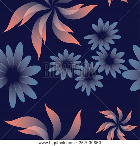 Vector Seamless Floral Pattern With Abstract Flowers
