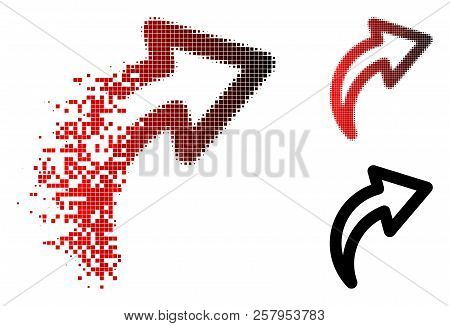 Redo Icon In Sparkle, Pixelated Halftone And Undamaged Solid Versions. Particles Are Combined Into V