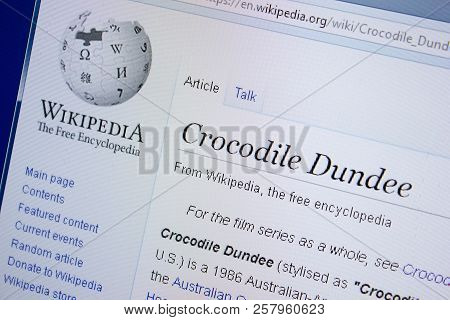 Ryazan, Russia - September 09, 2018 - Wikipedia Page About Crocodile Dundee On A Display Of Pc