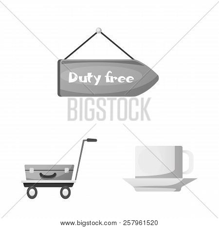 Isolated Object Of Airport And Airplane Logo. Set Of Airport And Plane Stock Symbol For Web.