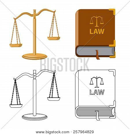Vector Design Of Law And Lawyer Symbol. Collection Of Law And Justice Vector Icon For Stock.