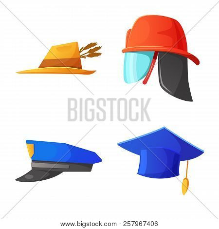 Vector Illustration Of Headgear And Cap Logo. Collection Of Headgear And Accessory Stock Vector Illu