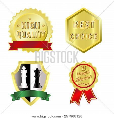 Vector Design Of Emblem And Badge Sign. Set Of Emblem And Sticker Vector Icon For Stock.