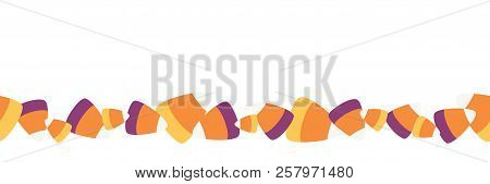Vector Scattered Sweet Candy Corn Seamless Border
