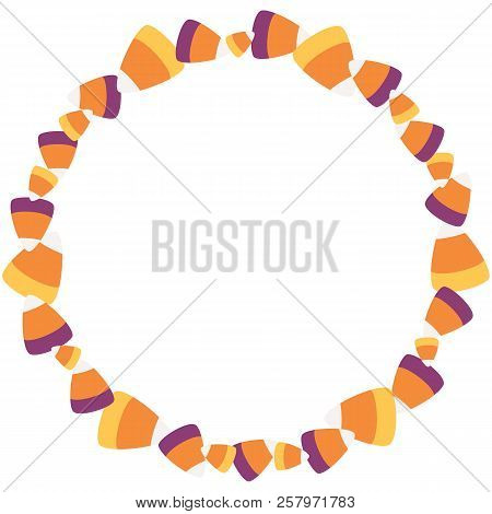 Vector Scattered Sweet Candy Corn Circle Wreath