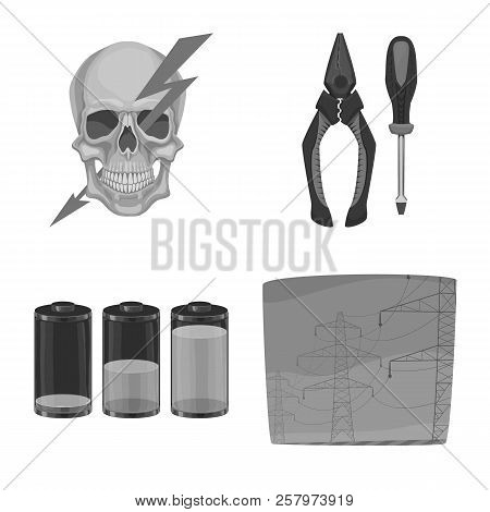 Vector Design Of Electricity And Electric Symbol. Set Of Electricity And Energy Stock Symbol For Web