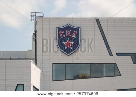 Saint Petersburg, Russia - August 18, 2018: The Emblem Of The Ska Hockey Club At The New Residence H
