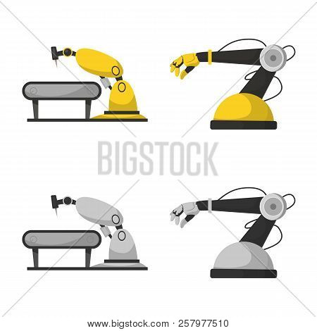 Vector Illustration Of Robot And Factory Icon. Set Of Robot And Space Vector Icon For Stock.