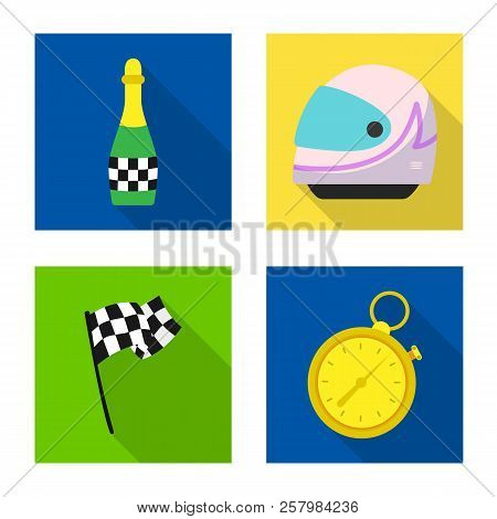 Isolated Object Of Car And Rally Sign. Set Of Car And Race Vector Icon For Stock.