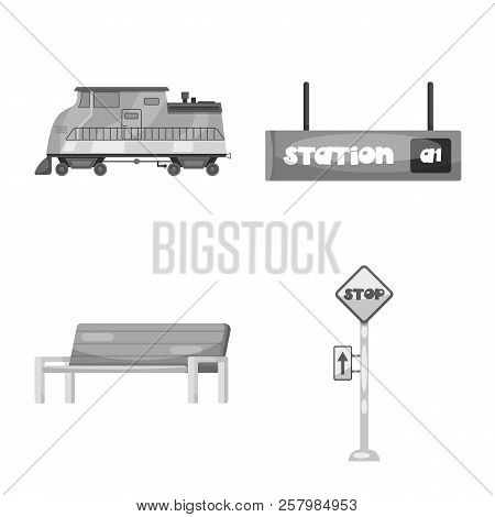 Isolated Object Of Train And Station Logo. Collection Of Train And Ticket Vector Icon For Stock.
