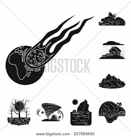 Vector Design Of Natural And Disaster Logo. Collection Of Natural And Risk Stock Vector Illustration