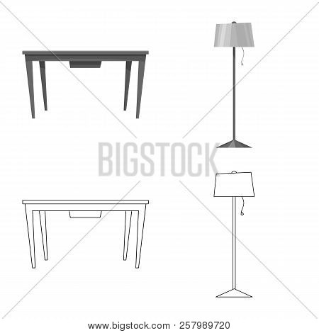 Isolated Object Of Furniture And Apartment Logo. Set Of Furniture And Home Vector Icon For Stock.