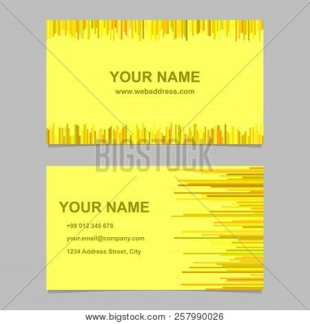 Color Business Card Template Design Set - Namecard Design With Horizontal And Vertical Stripes In Ye