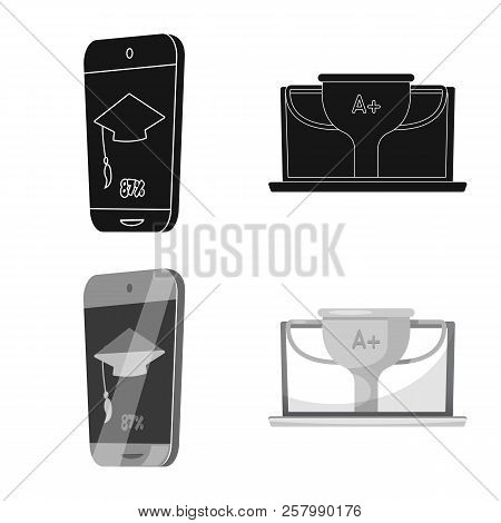 Vector Design Of Education And Learning Icon. Collection Of Education And School Vector Icon For Sto