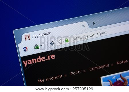 Ryazan, Russia - September 09, 2018: Homepage Of Yande Website On The Display Of Pc, Url - Yande.re.