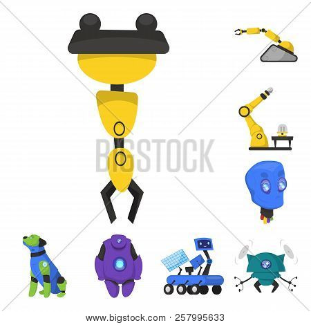 Vector Illustration Of Robot And Factory Logo. Set Of Robot And Space Vector Icon For Stock.
