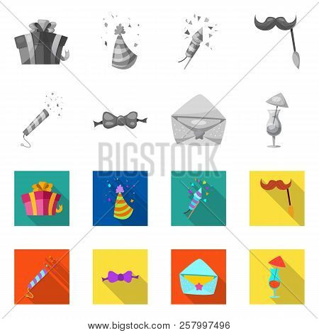 Vector Illustration Of Party And Birthday Logo. Set Of Party And Celebration Vector Icon For Stock.