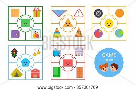 Educational Worksheet For Kids. Game For Kids. Match Parts Of Objects And Geometric Shapes. Triangle