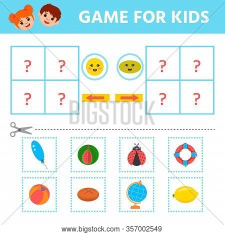 Game For Preschool Children. Find A Match. Match Parts Of Objects And Geometric Shapes. Activity Pag