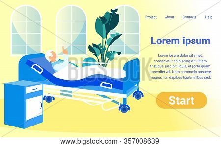 Flat Vector Starting Page Design Template For Trendy Project. Illustration With Copy Space For Your 