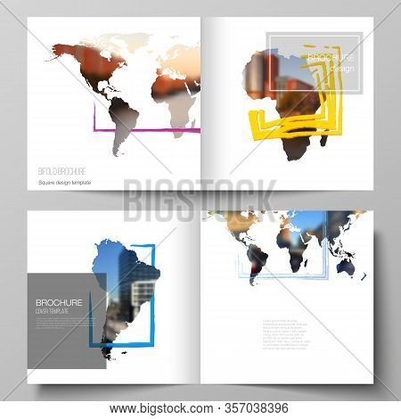 Vector Layout Of Two Covers Templates For Square Bifold Brochure, Flyer, Cover Design, Book Design, 