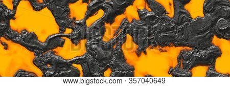Lava Hot- Background Magma. Volcano- Eruption Pattern. Abstract Texture- Landscape Erupt. 3d Illustr