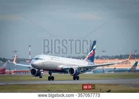October 29, 2019, Moscow, Russia. Plane 
Airbus A320-200 Aeroflot - Russian Airlines At Sheremetyevo