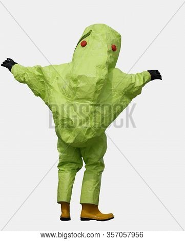 Person In A Protective Suit To Be Completely Isolated From Viruses And Contaminations Of Any Kind