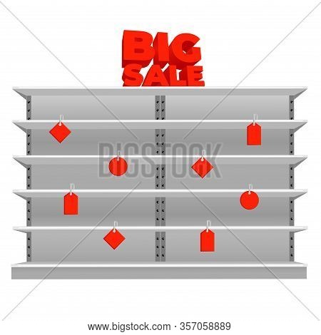 Shelf With Stickers Discount. Shelf For Goods Illustration