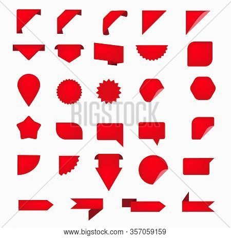 Stickers. Sale Tags Set Vector. Red Style