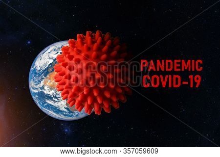 The Concept Of Outbreak Coronavirus Eclipse Virus Infection With Foci Covid-19 Sars-cov-2 On Planet 