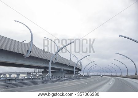 View Of New Road - Western High-speed Diameter In Saint-petersburg.city Transport Junction Roundabou