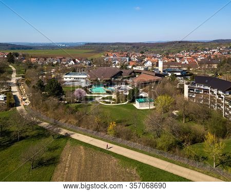 Empty Thermal Bath In Beuren On The Swabian Alps, Germany On A Sunny Day