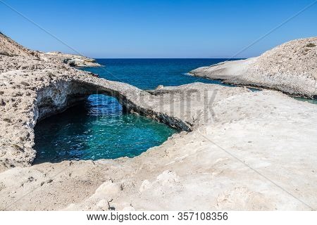 Cliffs, Cave And Ocean In Papafragas Beach