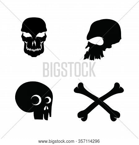 Crossbones Death Skull, Danger Or Poison Flat Icon For Apps And Websites