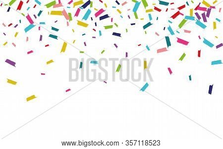 Rainbow Fun Rain Card. Shine Card. Confetti Christmas Design. Color Fallingfestive Invitation.