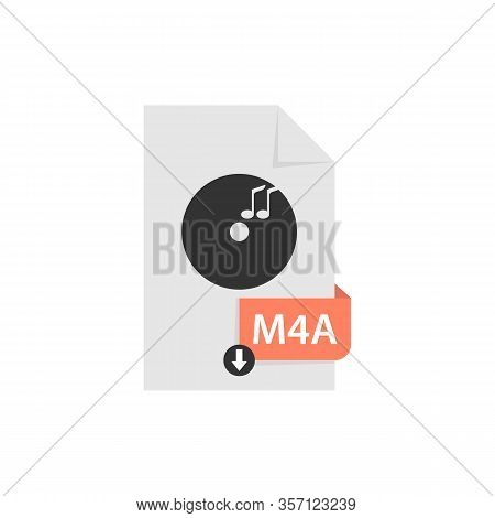 M4a Download Video File Format Vector Image. M4a File Icon Flat Design Graphic Video Vector