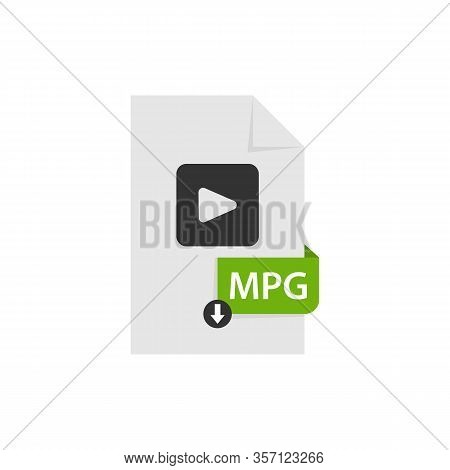 Mpg Download Video File Format Vector Image. Mpg File Icon Flat Design Graphic Video Vector