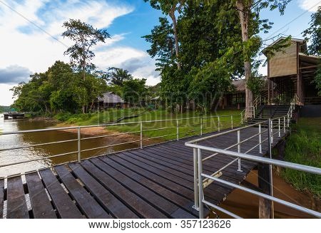 Bergendal, Suriname - August 2019: Jungle Wellness Resort In The Amazon.