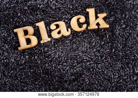Top View Of Black Rice - Oryza Sativa