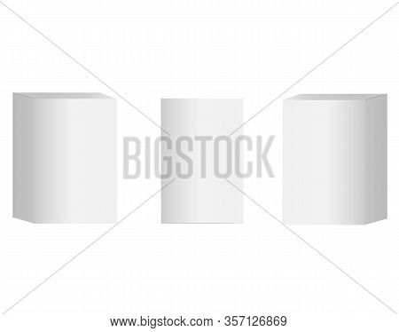 Blank Cardboard Package Boxes Mockup. Set Of Cosmetic Or Medical Packaing. Mock Up White Cardboard B